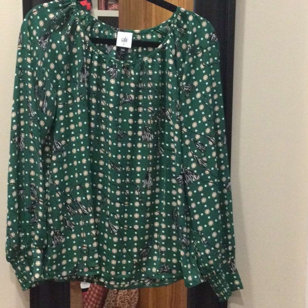 Green Patterned Silky blouse